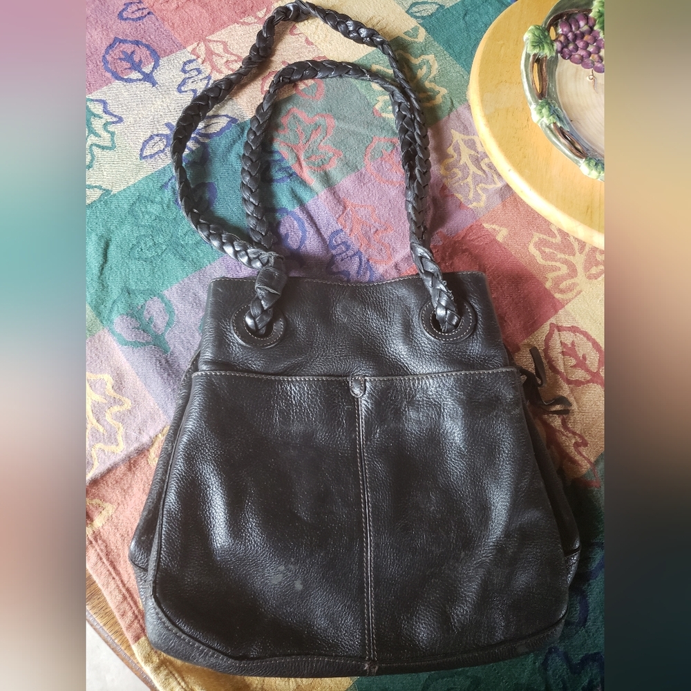 J.Jill leather purse with braided straps. Black